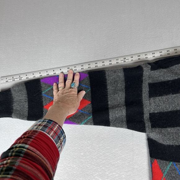 Vintage Cardigan Size S Gray Black Red Argyle 80's - Picture 8 of 8